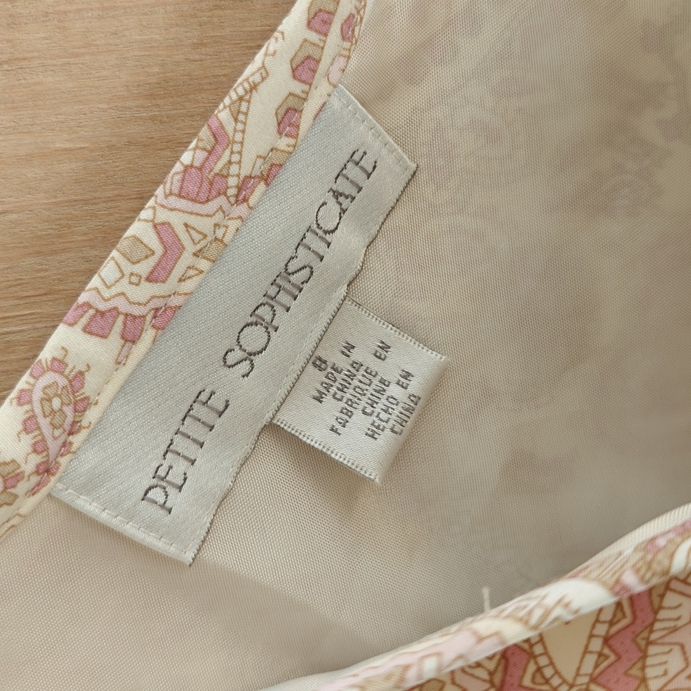 Petite Sophisticate Pink Cream Paisley Two-Piece Skirt Set 100% Silk - Picture 4 of 5